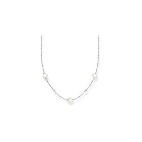 Perlenkette THOMAS SABO "Perlen mit Steinen, KE2120-167-14-L45V" Gr. 45, bunt (silberfarben, weiß), Halsketten, Damen, 45, Perlen Silber 925 (recycelt), Perlen, Silber 925 (recycelt), Perlenkette, mit Zirkonia (synth.) - mit Süßwasserzuchtperle