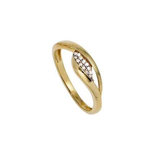 Goldring JOBO Gr. 52, gold (gelbgold 333), Fingerringe, Damen, 52, Gelbgold 333, Goldring, 333 Gold bicolor mit 13 Zirkonia