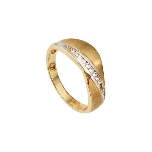 Goldring JOBO Gr. 54, gold (gelbgold 333), Fingerringe, Damen, 54, Gelbgold 333, Goldring, 333 Gold bicolor mit Zirkonia