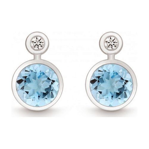QUINN - Ohrstecker (Paar) - Damen - Silber 925 - Diamant - Blautopas - Wess. (H) - piqué - 36393958