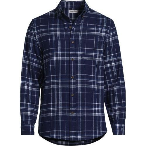 Flanellhemd Flagship, Classic Fit, Herren,  Blau, Baumwolle/Baumwoll-Mischung/Polyester-Mischung, by Lands' End