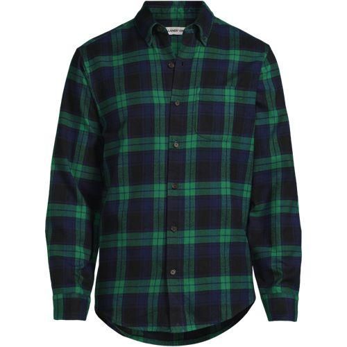 Flanellhemd Flagship, Classic Fit, Herren,  Grün, Baumwolle/Baumwoll-Mischung/Polyester-Mischung, by Lands' End