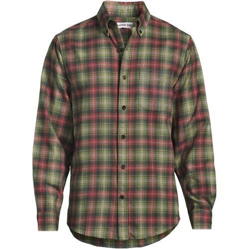 Flanellhemd Flagship, Classic Fit, Herren,  Grün, Baumwolle/Baumwoll-Mischung/Polyester-Mischung, by Lands' End