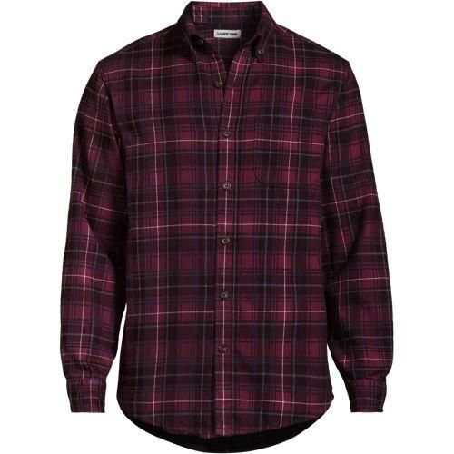 Flanellhemd Flagship, Classic Fit, Herren,  Rot, Baumwolle/Baumwoll-Mischung/Polyester-Mischung, by Lands' End