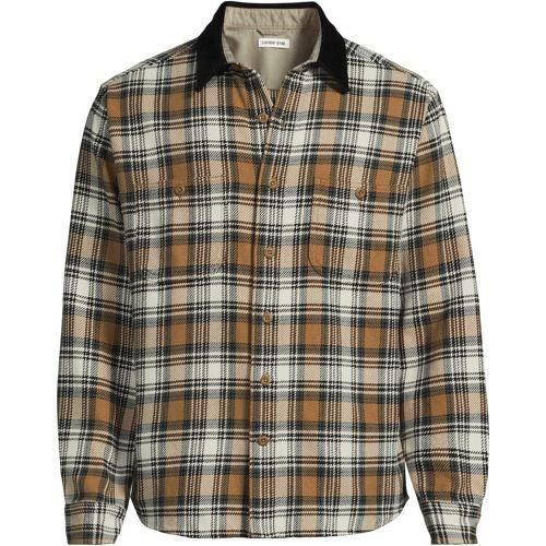 Flanellhemd mit Cordkragen, Herren,  Braun, Baumwolle, by Lands' End
