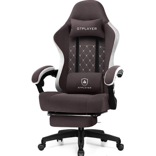 PLAYER Gaming Stuhl Ergonomischer Gaming Sessel Schreibtischstuhl PC Gamer Racing Stuhl mit Stoffoberfläche, Federsitzkissen, Verbindungsarmlehnen