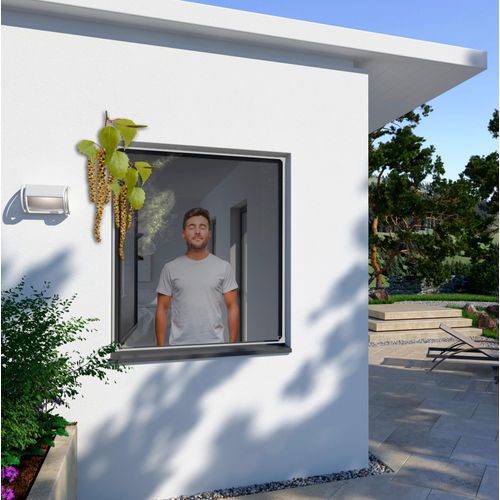 Insektenschutz-Fensterrahmen WINDHAGER, weiß (rahmen: weiß gewebe: schwarz), B:100cm H:120cm, Insektenschutzgitter, BxH: 100x120 cm