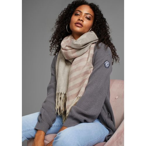 Schal ARIZONA, Damen, grau (grau, rosa), Web, Obermaterial: 100% Polyester, gemustert, gestreift, Modetücher, im coolen College-Look - NEW