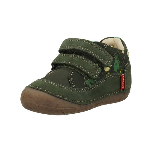 Sneaker KICKERS "Kickers Sneaker Leder", Mädchen, Gr. 18, grün (khaki), Leder, Schuhe Sneaker
