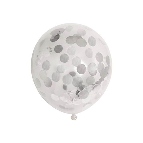 Globos Confetti Balloons Paper Confetti Metallic Silver 30cm 6pcs.