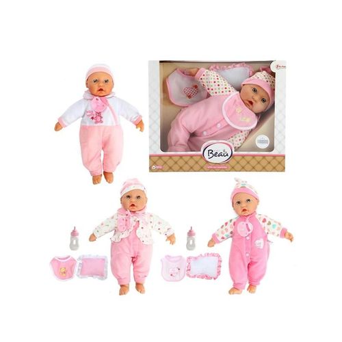 Beau Baby Baby Doll with Bottle and Bib 40cm