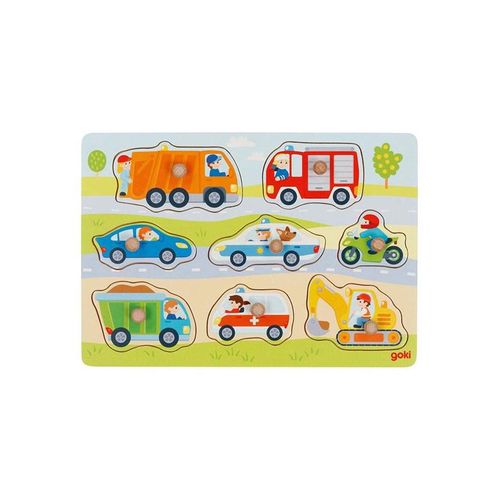 Goki Wooden Stud Puzzle Vehicles 7 pcs. Holz