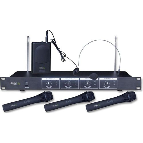 Ibiza Vhf4 4-Kanal Funkmikrofonsystem Handmikrofon Und Headset