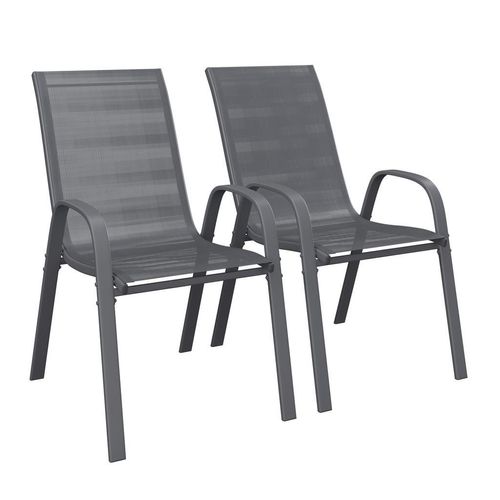 Ambia Garden Gartensessel-Set , Anthrazit , Metall, Textil , U-Form , 54x90x72 cm , stapelbar , Gartenmöbel, Gartenstühle, Gartenstühle
