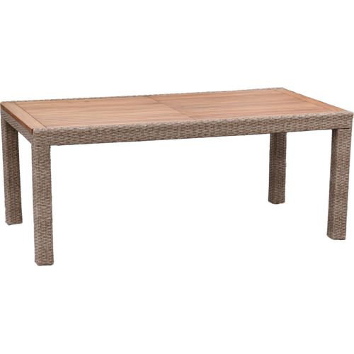 Merxx Geflechtausziehtisch 180/240 x 100 cm - Aluminiumgestell mit Kunststoffgeflecht Natur und Akazienholz