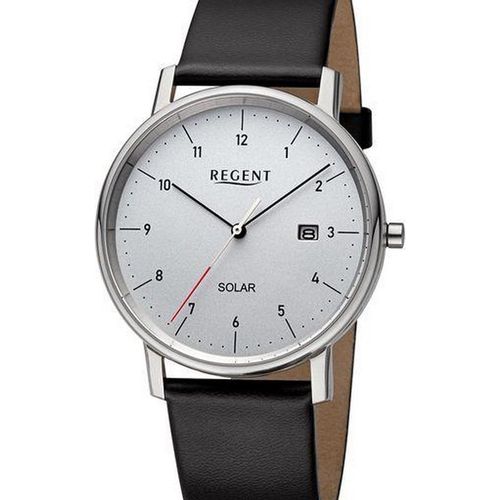 Regent Herren Uhr Lederarmband Leder Solaruhr Analog schwarz URF1546