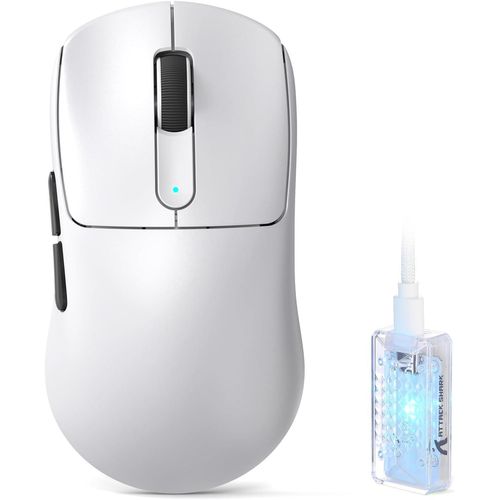 Gaming Maus 53g, 20000 FPS, Optische Schalter, PAW3950MAX 42K DPI Sensor, 8KHz RGB Empfänger, Tri-Mode BT/2.4GHz/USB-C, 500mAh, Mittel- bis Große Händ