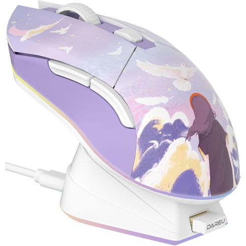 Gaming Maus mit Magnetic Charging Dock Wiederaufladbar RGB,12K DPI, 7 Programmierbare Tasten, Hochpräziser Sensor 300IPS 1000Hz für PC Notebook Mac