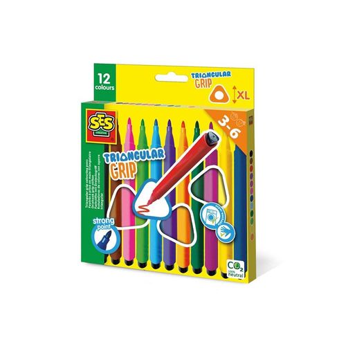 SES Creative Triangular Grip Colouring Pens 12 pcs