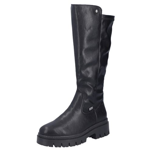 Winterstiefel RIEKER, Damen, Gr. 39, Normalschaft, schwarz, Lederimitat, Schuhe, Langschaftstiefel, Plateaustiefel mit Stretch am Schaft, TEX-Membrane, Topseller