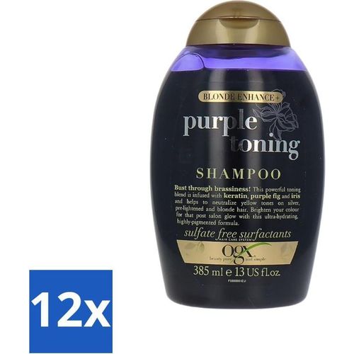 OGX Blonde Enhancer Purple Toning Shampoo für blondes Haar – 385 ml - Vorteilspack - 12 Stücke