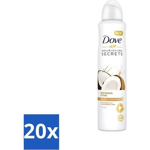 Dove - Deodorant - Kokosnuss & Jasminblüte - Tropisch und pflegend - 250 ml - Vorteilspack - 20 Stücke