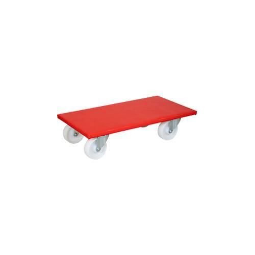 Transportroller Wagner MM 1690, bis 400 kg, Anti-Rutsch-Belag, Hart-Räder, L 575 x B 300 mm, FSC®-Multiplexplatte, rot