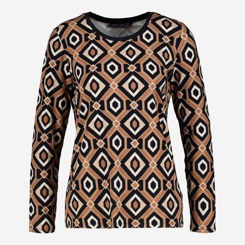 Braun-schwarze Bluse mit Rautenmuster