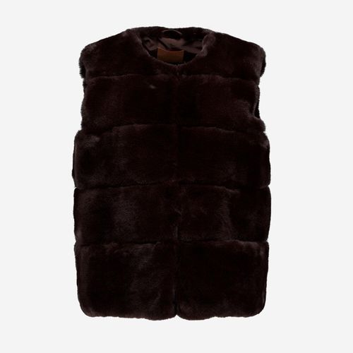 Dunkelbraune Weste aus Kunstfell