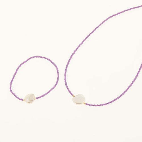Violettes Schmuckset aus Halskette und Armband