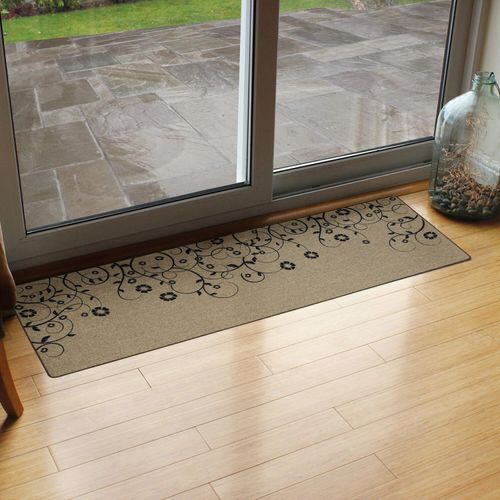 Beige Fußmatte mit Blumenmuster 50x150cm