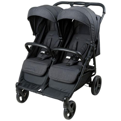 Jimmylee Zwillingswagen Jimmy Duo , Schwarz , Textil , 63.5x105x80 cm , EN 1888 , Feststellbremse, 5-Punkte-Gurt, Transportsicherung, abnehmbarer