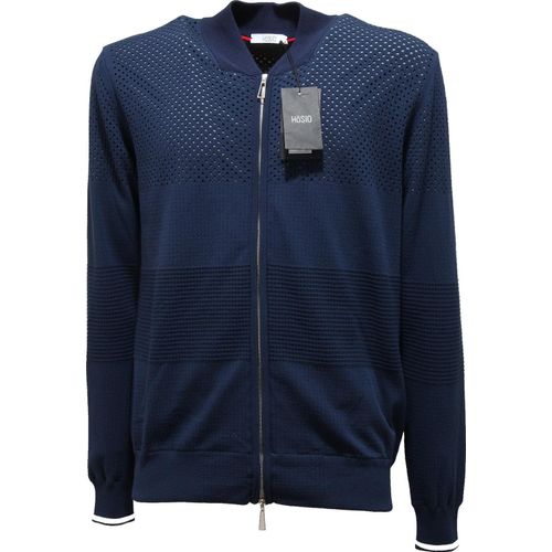 0045O HOSIO blau Sweatshirt Jacke BOMBER Männer