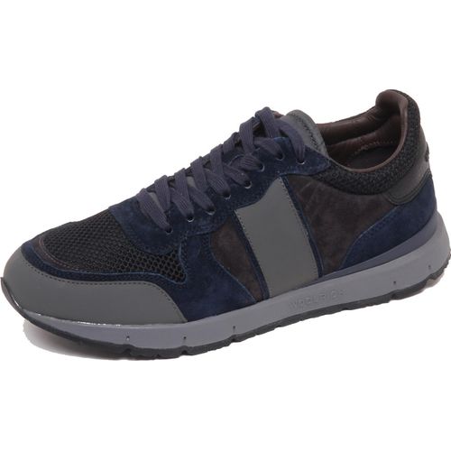 F6074 sneaker uomo schwarz/blau/grau WOOLRICH scarpe suede/tissue shoe man