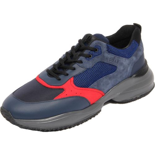 H2786 sneaker uomo HOGAN INTERACTION Mann Leder/Stoff Schuhe blau