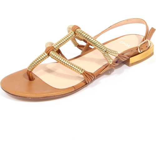G5282 sandalo donna ZINDA tan/gold leather sandals woman