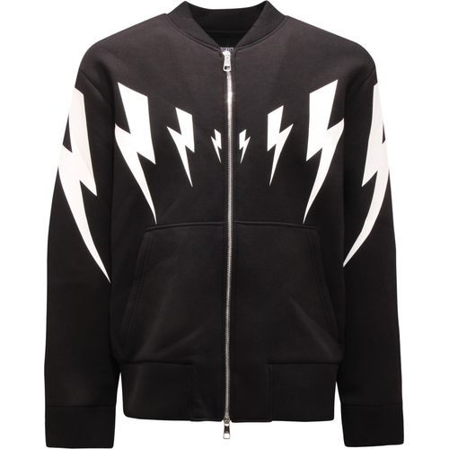 2143AQ felpa giacca uomo NEIL BARRETT Mann Bomber Sweatshirt schwarz