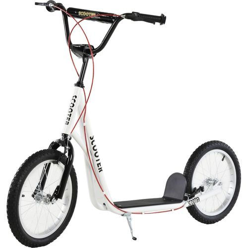 Kinderroller Scooter Tretroller Cityroller Kickscooter Roller Kinder Kickboard Mit Luftreifen Und Handbremse Scooter Kinder Wasserfest Faltbar Ab 5 Jahre 16 Zoll Weiß 139 X 58 X 90-96 Cm