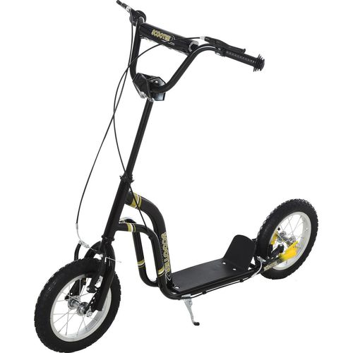 Kinderroller Ab 5 Jahre Scooter Kinderscooter Tretroller Cityroller Luftreifen 12 Zoll Gummi Aluminium Schwarz 120X58X85-95Cm