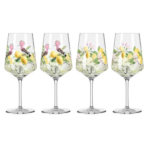 Ritzenhoff Spritzerglas , Gelb, Grün, Rosa , Glas , 4-teilig , 544 ml , 9.3x22.5x9.3 cm , Fsc, Made in Germany , Essen & Trinken, Gläser, Weingläser,