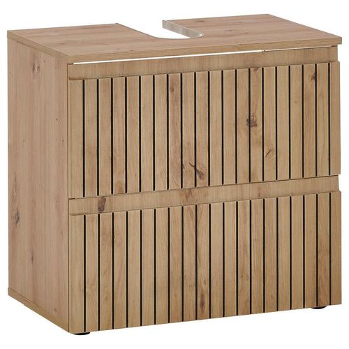 Mid.you Waschbeckenunterschrank , Eiche Artisan , Holzwerkstoff , 2 Schubladen , 60x57x36 cm , stehend , Badezimmer, Badezimmerschränke,