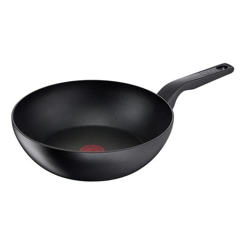 Tefal Wokpfanne Hard Titanium PRO , Schwarz , Metall , rund , backofengeeignet, antihaftbeschichtet , Kochen, Pfannen, Woks