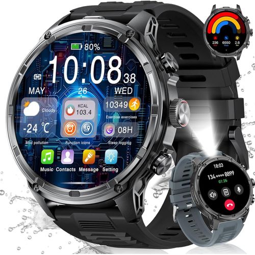 Lige SmartWatch - 1,85 "HD -Display, LED, 710 mAH Batterie, 100 Sportmodi, Anruffunktion, Herz-/Schlafmonitor, Android iOS