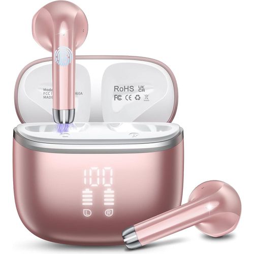 Kopfhörer Bluetooth 5.4 In Ear mit 4 ENC Noise Cancelling Mic, 40H Spielzeit mit LED, IP7 Wasserdicht in Ear Ohrhörer für Arbeit/Studium/Freizeit