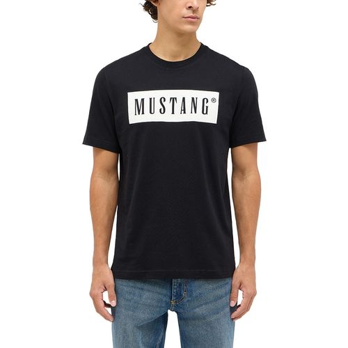 Kurzarmshirt MUSTANG "Herren Style Austin", Herren, Gr. XXL, schwarz, Jersey, 100% Baumwolle, Rundhals, Shirts