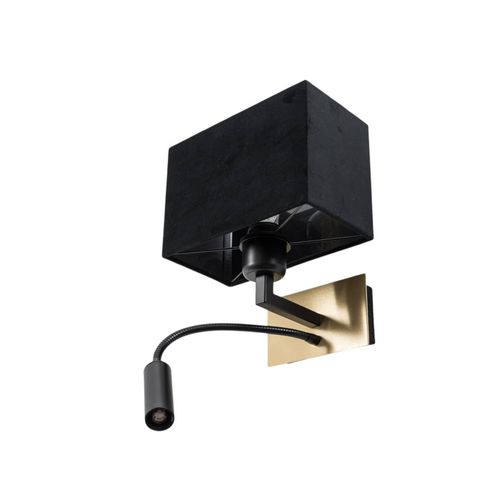Wandlampe Harry, eckig, messing/schwarz/schwarz