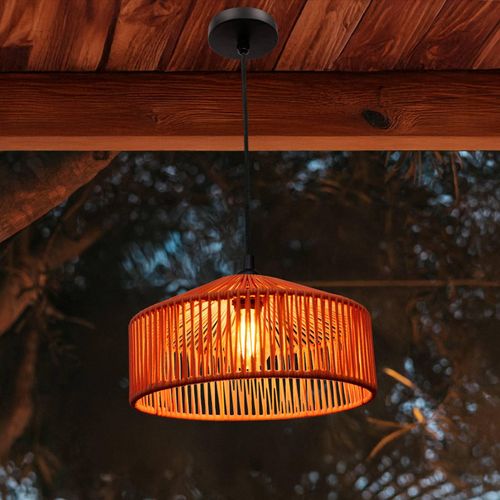 Newgarden Pendellampe Calabardina, braun, Seil, Ø30cm, IP44