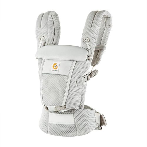 Ergo Baby Babytrage Adapt Soft Flex Mesh , Hellgrau , Textil , 26.8x17x17 cm , AGR-geprüft , Kapuze für Sicht- und Sonnenschutz verwendbar,
