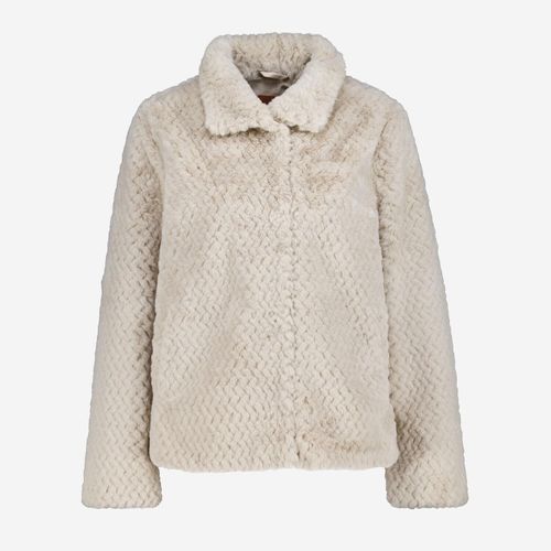 Beigefarbene Jacke aus Kunstfell