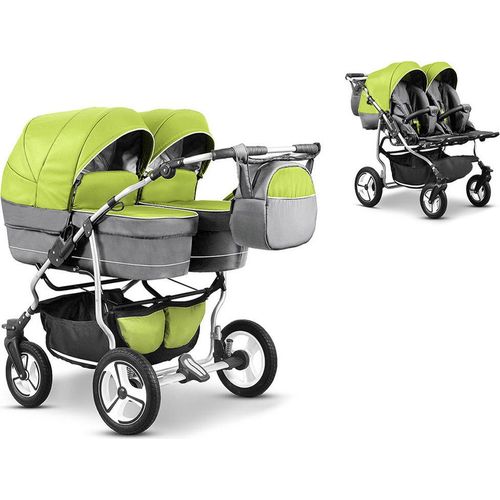 Zwillingskinderwagen 2 in 1 Twin Star inkl. Sportsitze - 10 Teile - in 16 Farben